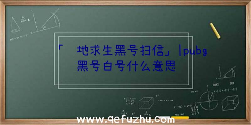 「绝地求生黑号扫信」|pubg黑号白号什么意思